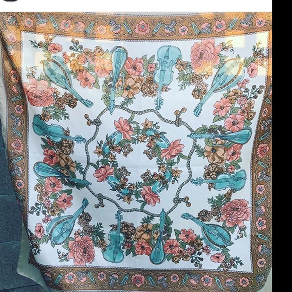 Vintage floral musical instruments bandana - Picture 2 of 3